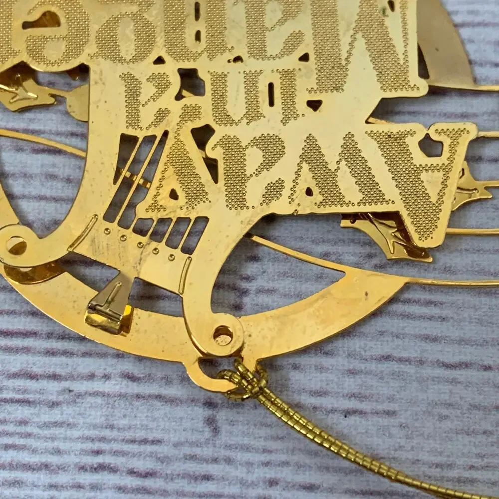 Vintage 1988 Hallmark Brass Trims Away In A Manger Christmas Ornament 3D Layered